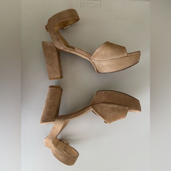 Stuart Weitzman Suede Platform Sandals Size 7.5 - Picture 4 of 11
